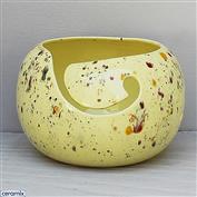 YARN0038-Wizzy Owl Yellow Large Round Yarn Bowl 16cm Diameter x 11.5cm High