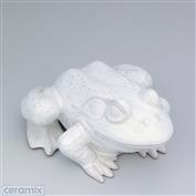 Leapy Frog 26cm Long in Terracotta Clay Glazed White