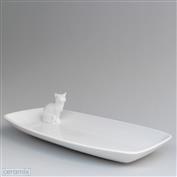 Cat Snack Dish 12cm Wide 24cm Long