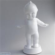 Kewpie White Glazed Terracotta Clay on Round Base 28cm High