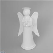 Large Modern Angel Glazed White 24cmH x 14cmW