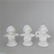 3 Angel Christmas Tree or Table Decorations with Candy Stick, Present & Praying 8.5H x 6.5cmW