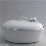 Bunny Oval Casserole Large with Lying Bunny 33cm Wide