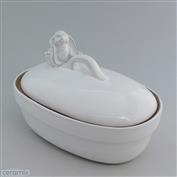 Bunny Oval Casserole Small with Sweet Bunny 23cm Wide