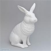 Larry Standing Rabbit 33cm High Brown Terracotta Clay Glazed White