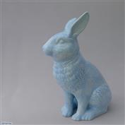 Larry Standing Rabbit 33cm High White clay Glazed Blue