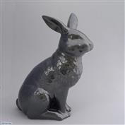 Larry Standing Rabbit 33cm High White clay Glazed Crackle Silver