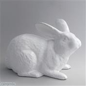 Jimmy Crouching Rabbit  36cm Long Terracotta clay Glazed White
