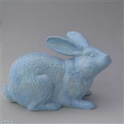 Jimmy Crouching Rabbit  36cm Long White clay Glazed Blue