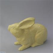Jimmy Crouching Rabbit  36cm Long White clay Glazed Lemon Yellow