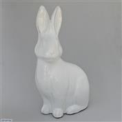 Simpson Rabbit  38cm High Terracotta clay Glazed White