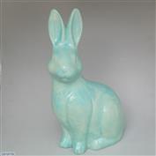 Simpson Rabbit  38cm High White clay Glazed Turquoise