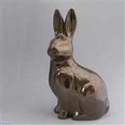 Simpson Rabbit  38cm High White clay Glazed Crackle Bronze