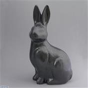 Simpson Rabbit  38cm High White clay Glazed Crackle Silver