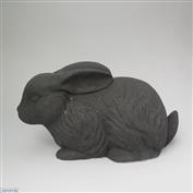 Tripper Rabbit 31cm Long White clay Glazed Speckle Black