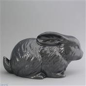 Tripper Rabbit 31cm Long White clay Glazed Crackle Silver