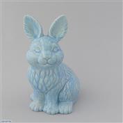 Dizzy Sitting Bunny 18cm High White clay Glazed Blue