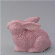 Sparkles Crouching Bunny 18cm Long White clay Glazed Pink