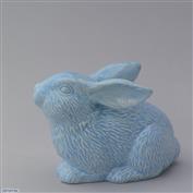 Sparkles Crouching Bunny 18cm Long White clay Glazed Blue