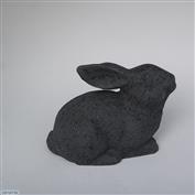 Sparkles Crouching Bunny 18cm Long White clay Glazed Speckle Black