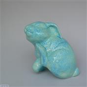 Scritch Scratch Bunny 13cm High White clay Glazed Turquoise