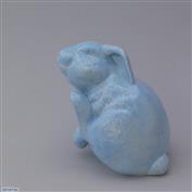 Scritch Scratch Bunny 13cm High White clay Glazed Blue