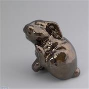 Scritch Scratch Bunny 13cm High White clay Glazed Crackle Bronze