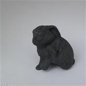 Scritch Scratch Bunny 13cm High White clay Glazed Speckle Black