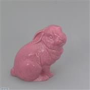 Sit Sat Bunny13cm High White clay Glazed Pink