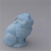 Sit Sat Bunny 13cm High White clay Glazed Blue