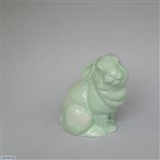 Sit Sat Bunny 13cm High White clay Glazed Mint Green