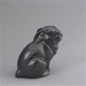 Sit Sat Bunny 13cm High White clay Glazed Crackle Silver