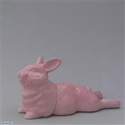 Leg Lag Bunny 23cm Long White clay Glazed Pink