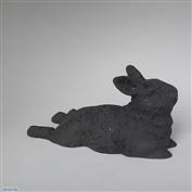 Leg Lag Bunny 23cm Long White clay Glazed Speckle Black