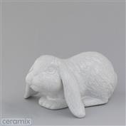 Bella Crouching Bunny 18cm Long White clay Glazed White
