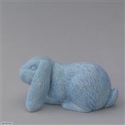 Bella Crouching Bunny 18cm Long White clay Glazed Blue
