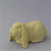Bella Crouching Bunny 18cm Long White clay Glazed Lemon Yellow