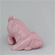 Candi Playing Bunny 18cm Long White clay Glazed Pink