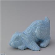 Candi Playing Bunny 18cm Long White clay Glazed Blue