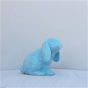 Dixie Sitting Bunny 14cm Tall White clay Glazed Turquoise