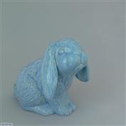 Dixie Sitting Bunny 14cm Tall White clay Glazed Blue