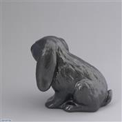 Dixie Sitting Bunny 14cm Tall White clay Glazed Crackle Silver