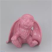Flopsy Sitting Bunny 15cm Tall White clay Glazed Pink