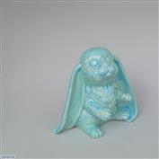 Lopsy Standing Bunny 15cm Tall White clay Glazed Turquoise