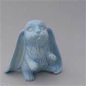Lopsy Standing Bunny 15cm Tall White clay Glazed Blue