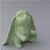 Lopsy Standing Bunny 15cm Tall White clay Glazed Mint Green