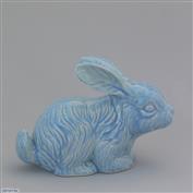 Cutie Bunny 13cm Long White clay Glazed Blue