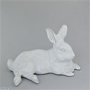 Harold Rabbit 31cm Long Terracotta clay Glazed White