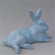 Harold Rabbit 31cm Long White clay Glazed Blue