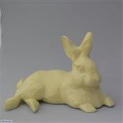 Harold Rabbit 31cm Long White clay Glazed Lemon Yellow